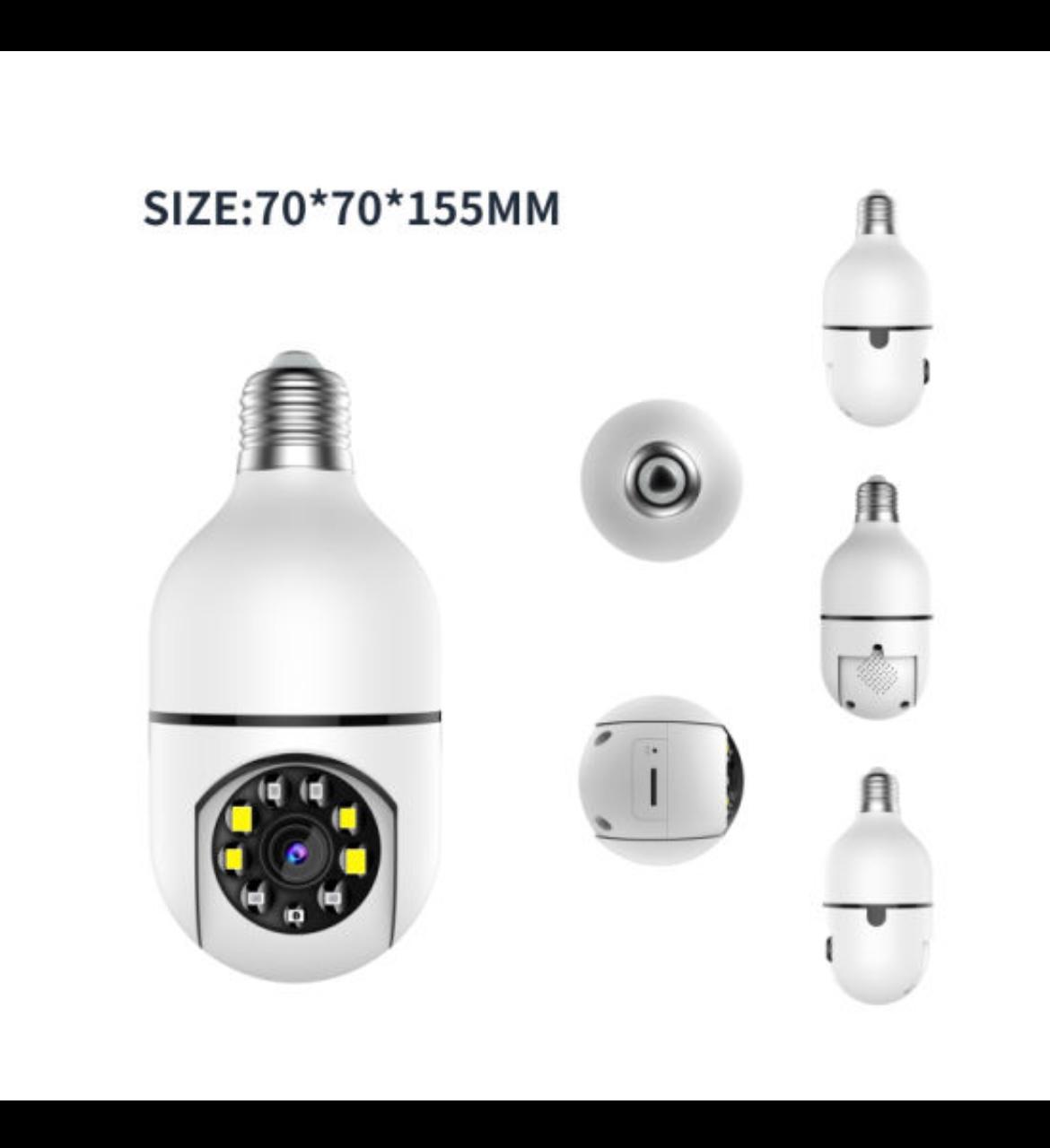 Cameră panoramică WiFi 360° cu montaj tip bec + SD card 8 gb CADOU