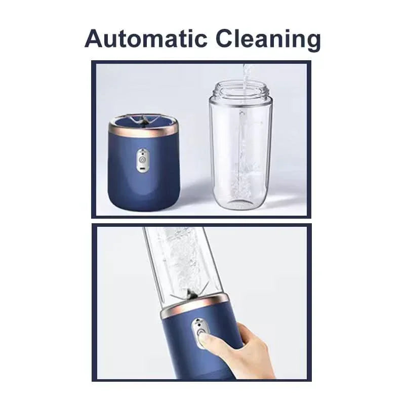 Shaker electric portabil albastru cu funcție de curățare automată, produs premium, mattale.ro